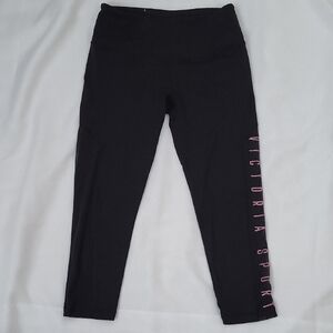 Victoria's Secret Black Leggings with Pink Text